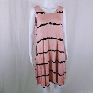 BIshuige Pink and Black Striped Sleeveless Dress Women's Size XL NWOT